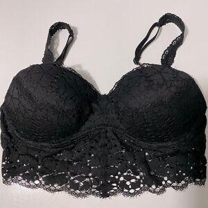 VS Victorias Secret PINK black Lace Bralette push up padded bra romantic goth -S